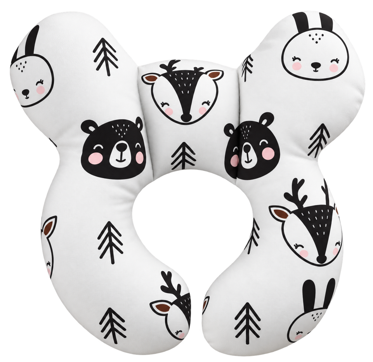 Kids travel neck pillow in Bear Buddy woodland animal print by Little Heads
