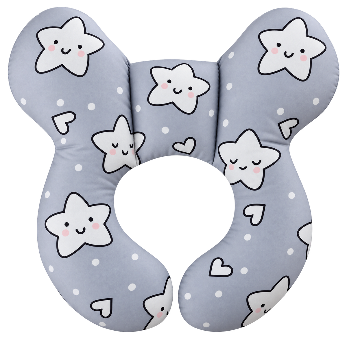 Kids travel neck pillow in Starry Dreams grey star print by Little Heads